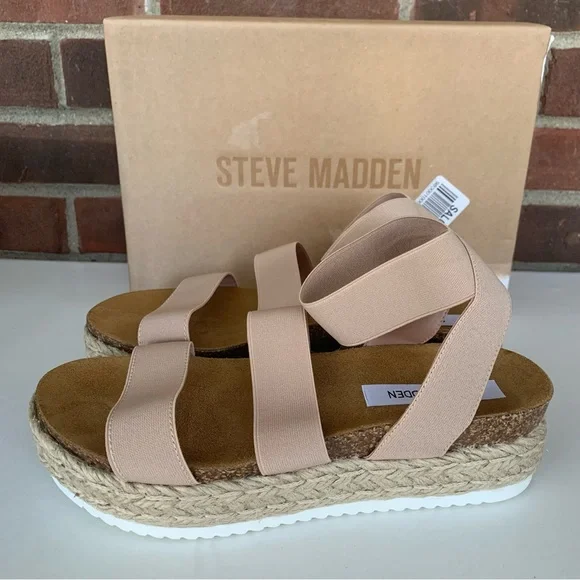 Steve Madden Womens Kimmie Blush Fabric Espadrille Platform Sandals US 9 M - Picture 5 of 9